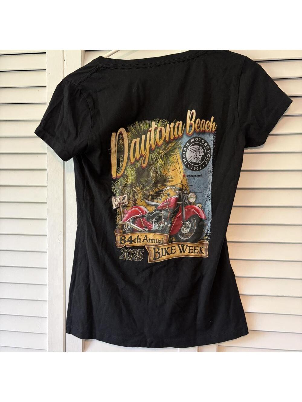 Indian Motorcycle Women's Black Tshirt Bike Week 2025 M